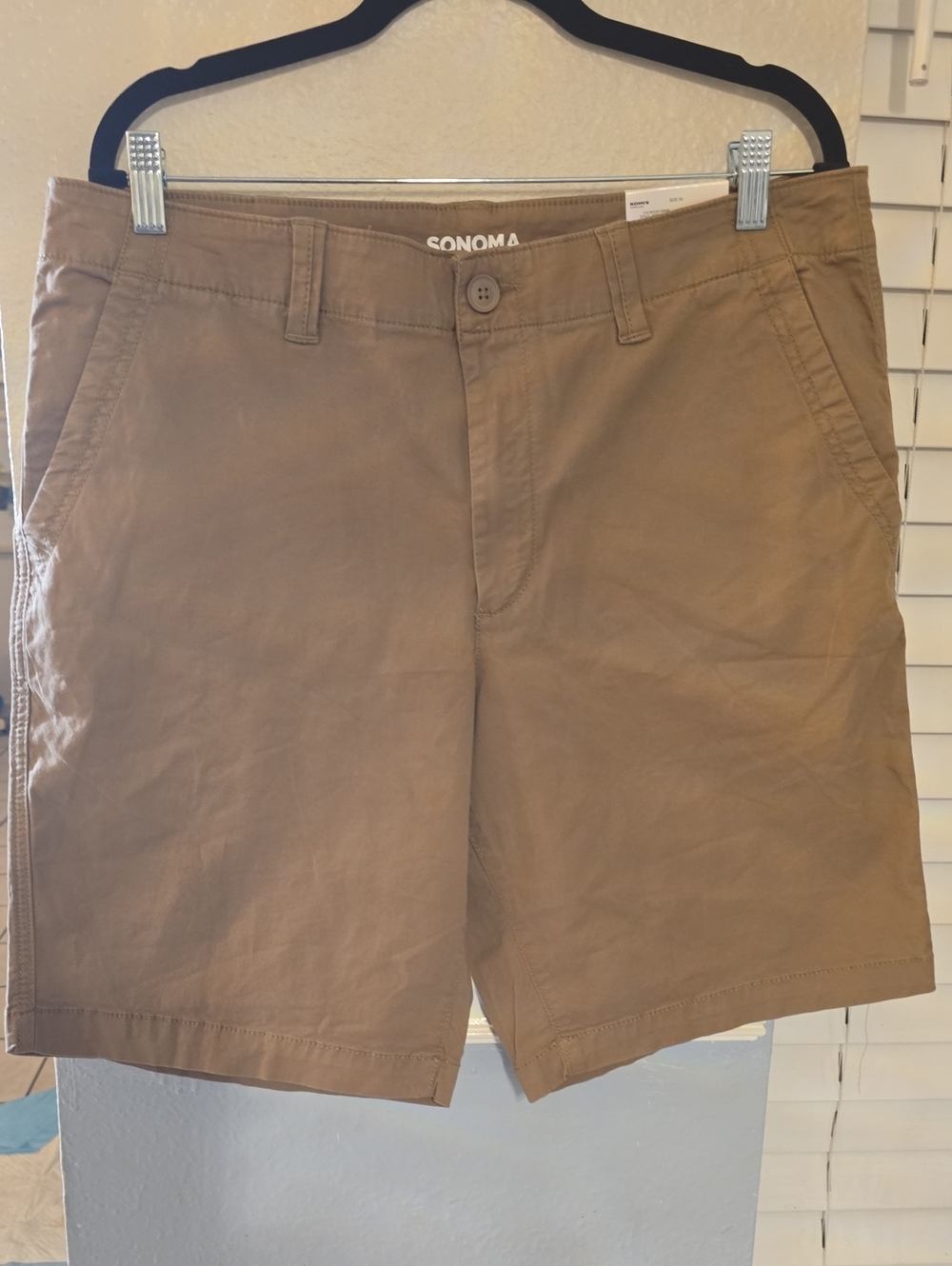 SONOMA Men's Tan Flat-Front Cotton Shorts